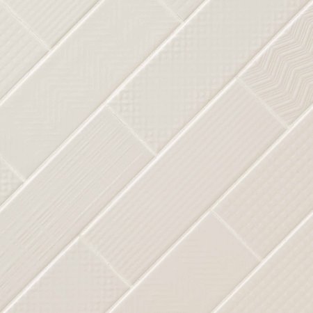Msi Urbano Crema 3D Mix SAMPLE Glossy Glazed Ceramic White Textured Subway Tile ZOR-PT-0522-SAM
